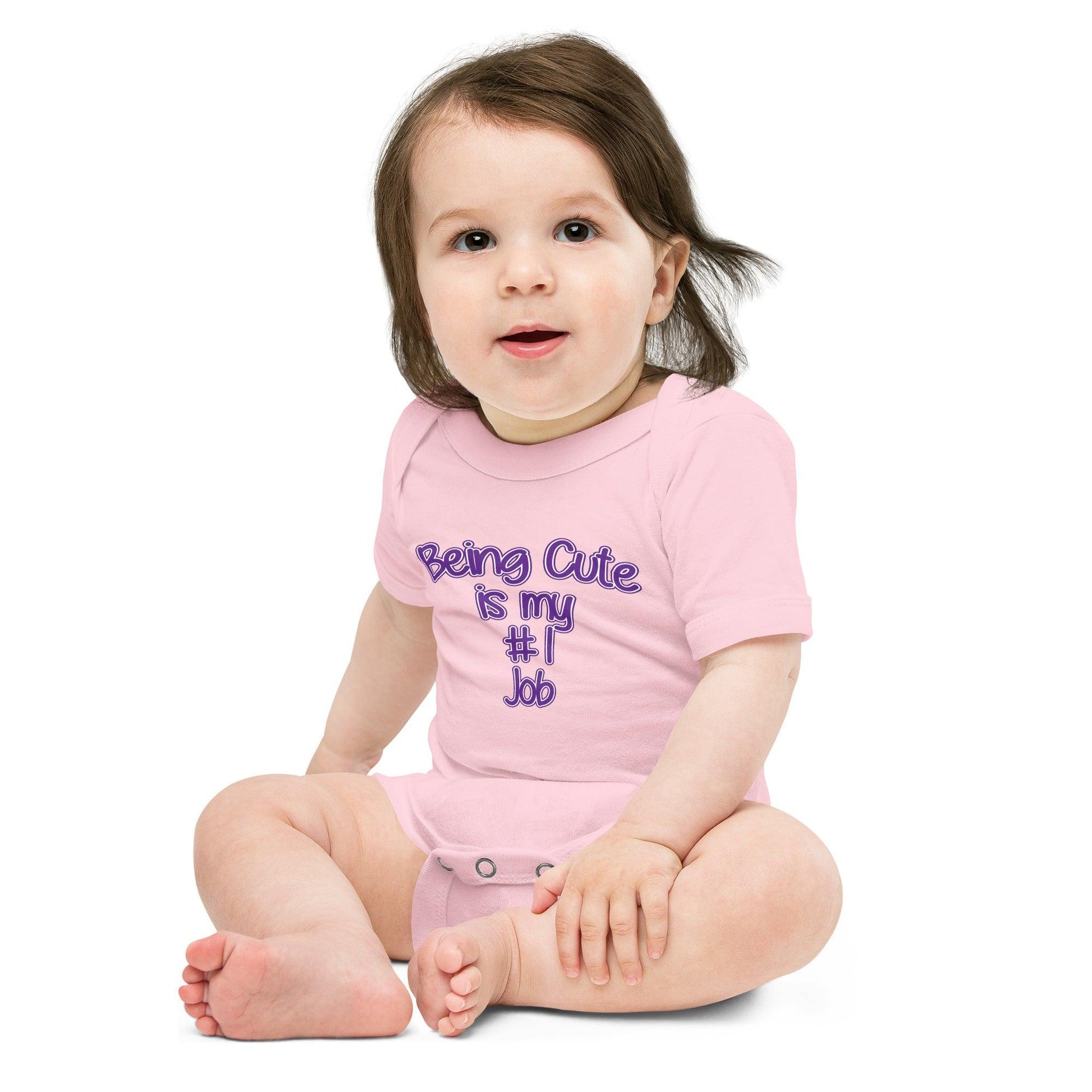 "Being Cute is My #1 Job" Baby short sleeve one piece - Gizmo Graphic Works