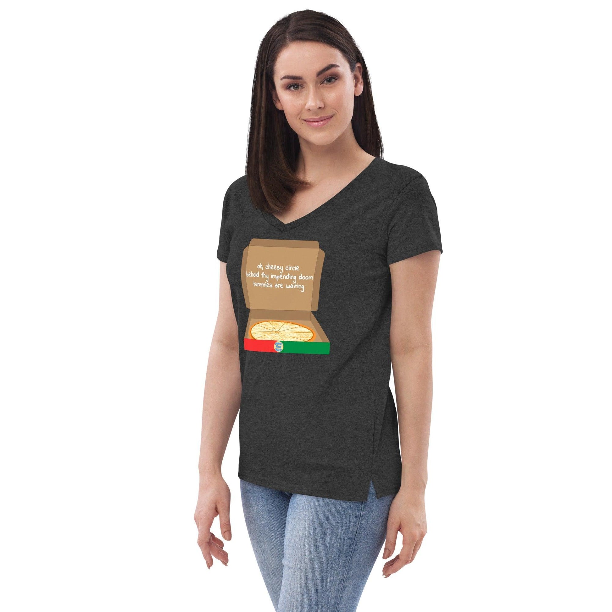 Cheesy Pizza Haiku Women’s recycled v-neck t-shirt - Gizmo Graphic Works