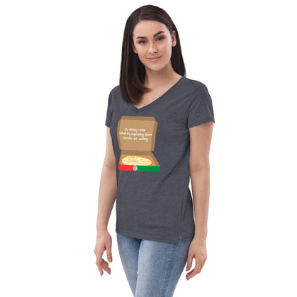 Cheesy Pizza Haiku Women’s recycled v-neck t-shirt - Gizmo Graphic Works