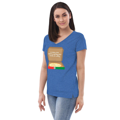 Cheesy Pizza Haiku Women’s recycled v-neck t-shirt - Gizmo Graphic Works