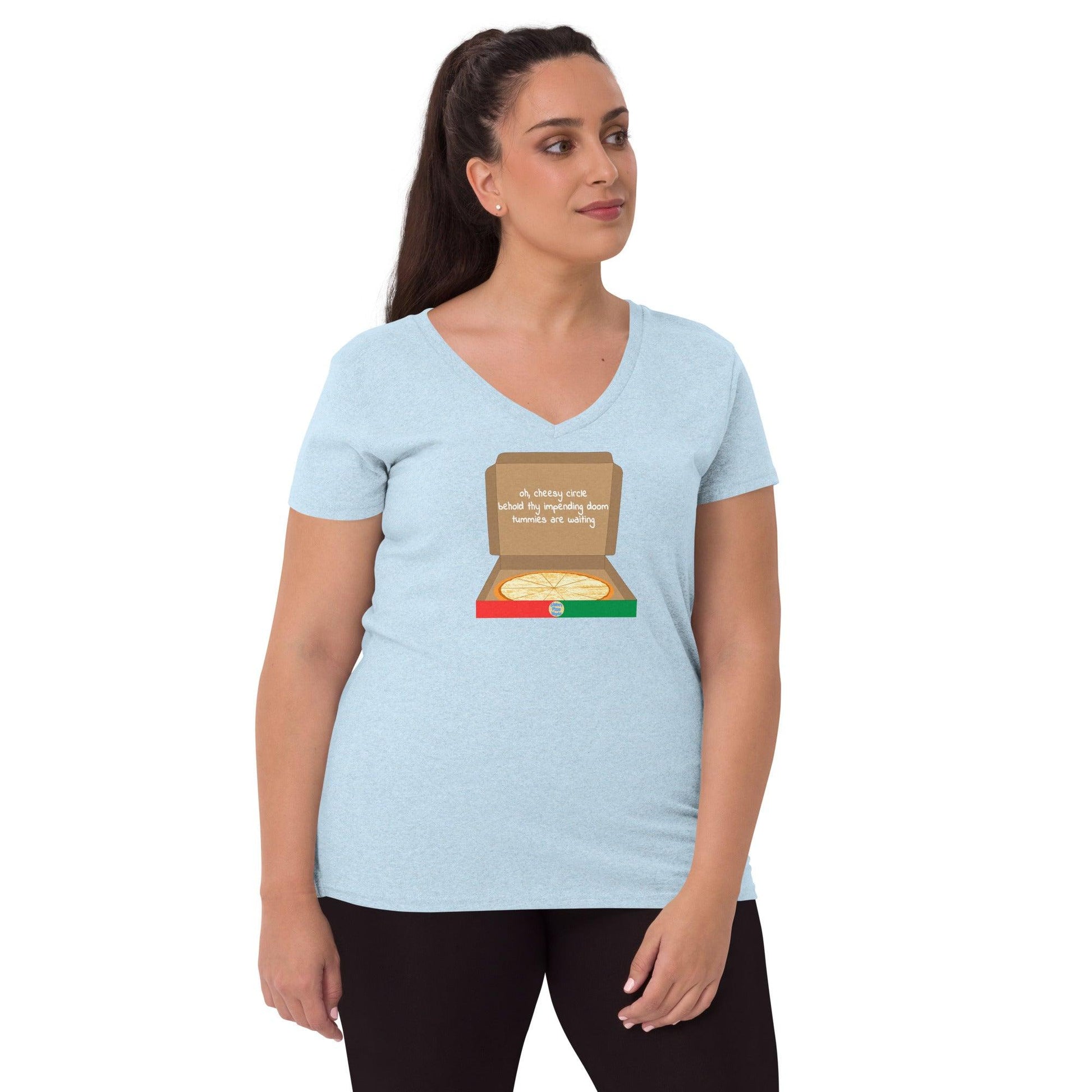 Cheesy Pizza Haiku Women’s recycled v-neck t-shirt - Gizmo Graphic Works