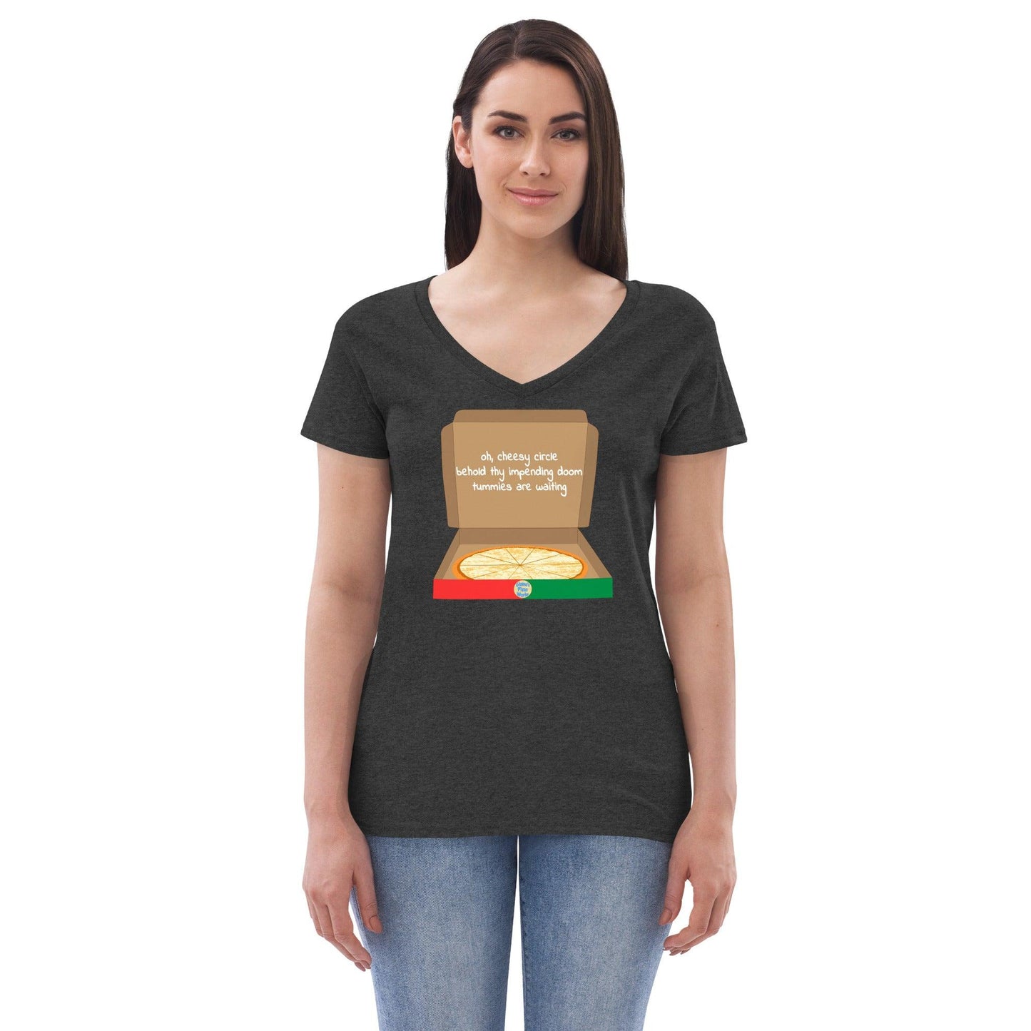 Cheesy Pizza Haiku Women’s recycled v-neck t-shirt - Gizmo Graphic Works