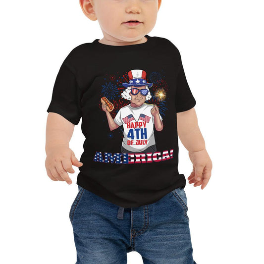 "George Washington Happy 4th of July" Baby Jersey Short Sleeve Tee - Gizmo Graphic Works