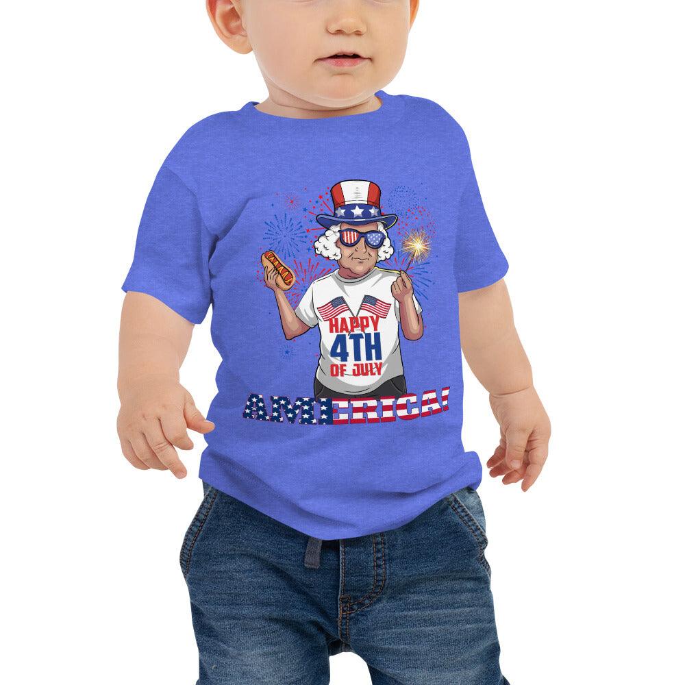 "George Washington Happy 4th of July" Baby Jersey Short Sleeve Tee - Gizmo Graphic Works