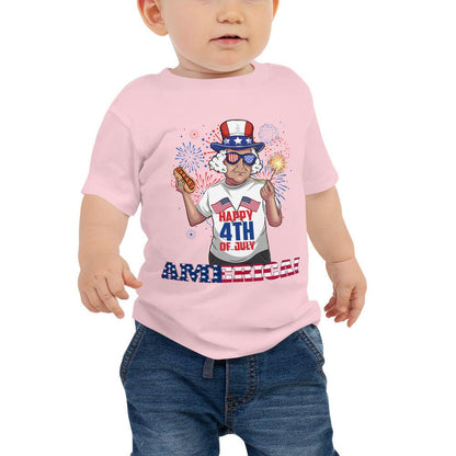 "George Washington Happy 4th of July" Baby Jersey Short Sleeve Tee - Gizmo Graphic Works