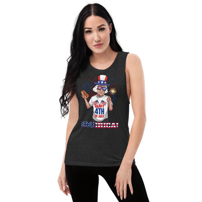 "George Washington Happy 4th of July!" Ladies’ Muscle Tank - Gizmo Graphic Works