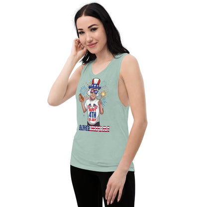 "George Washington Happy 4th of July!" Ladies’ Muscle Tank - Gizmo Graphic Works