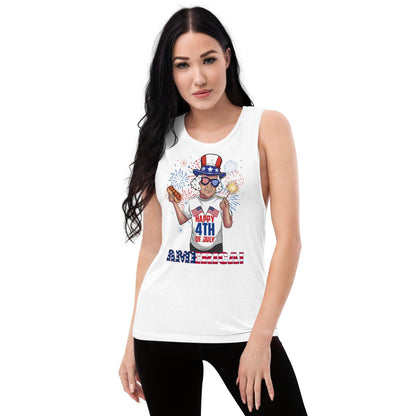 "George Washington Happy 4th of July!" Ladies’ Muscle Tank - Gizmo Graphic Works