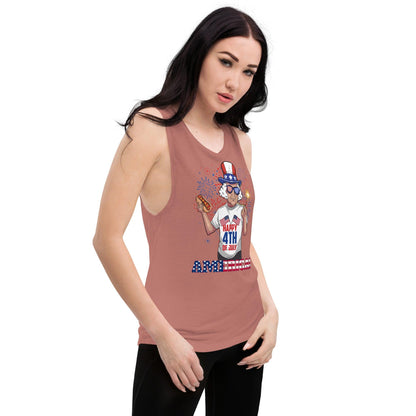 "George Washington Happy 4th of July!" Ladies’ Muscle Tank - Gizmo Graphic Works