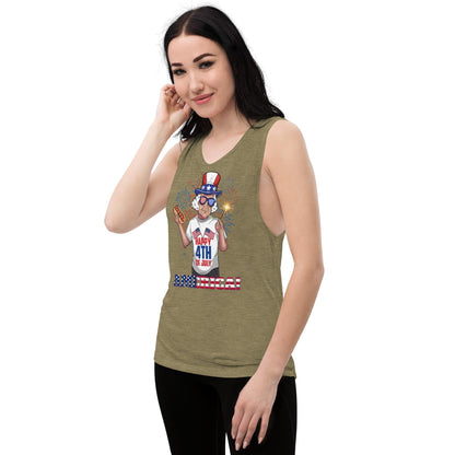 "George Washington Happy 4th of July!" Ladies’ Muscle Tank - Gizmo Graphic Works