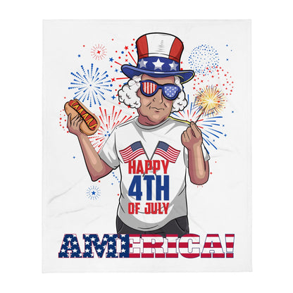 "George Washington Happy 4th of July" Throw Blanket - Gizmo Graphic Works