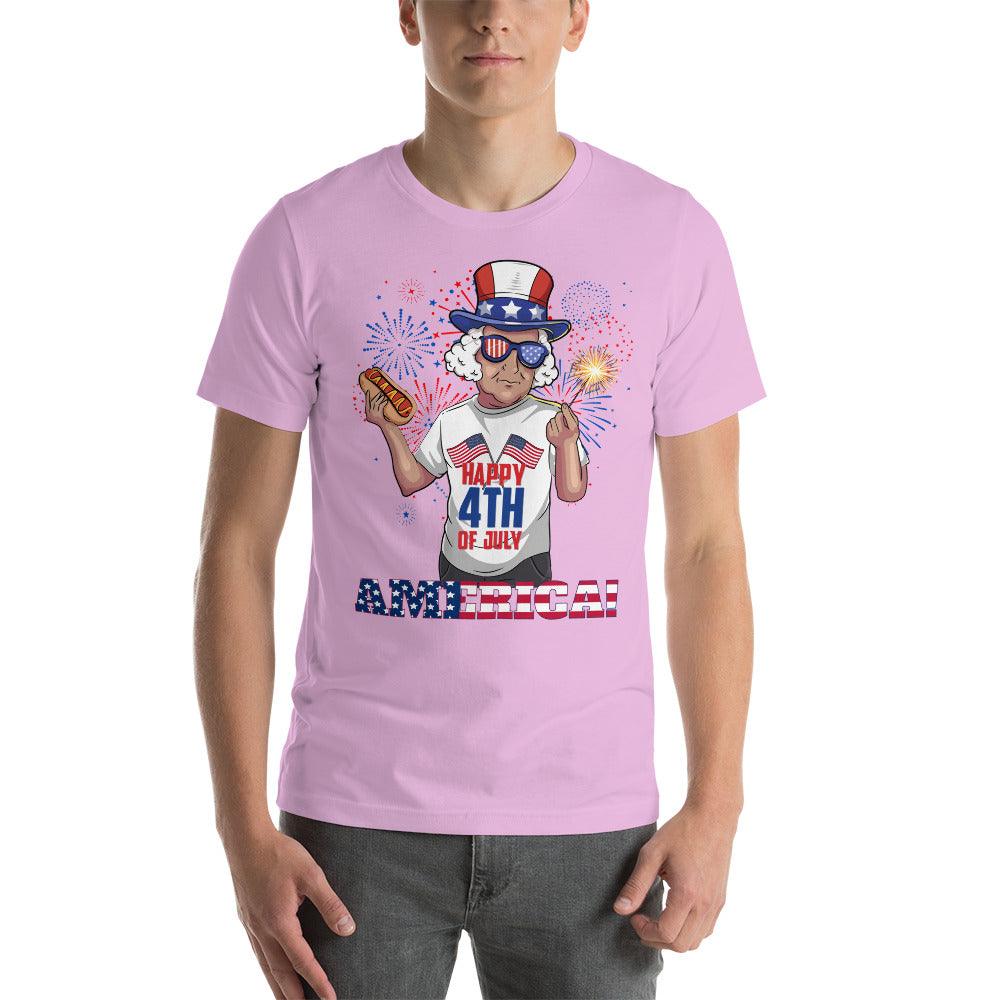 "George Washington Happy 4th of July" Unisex t-shirt - Gizmo Graphic Works