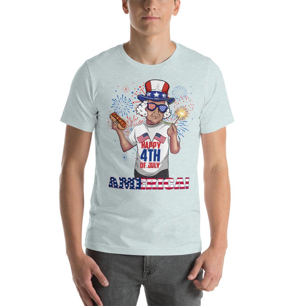 "George Washington Happy 4th of July" Unisex t-shirt - Gizmo Graphic Works