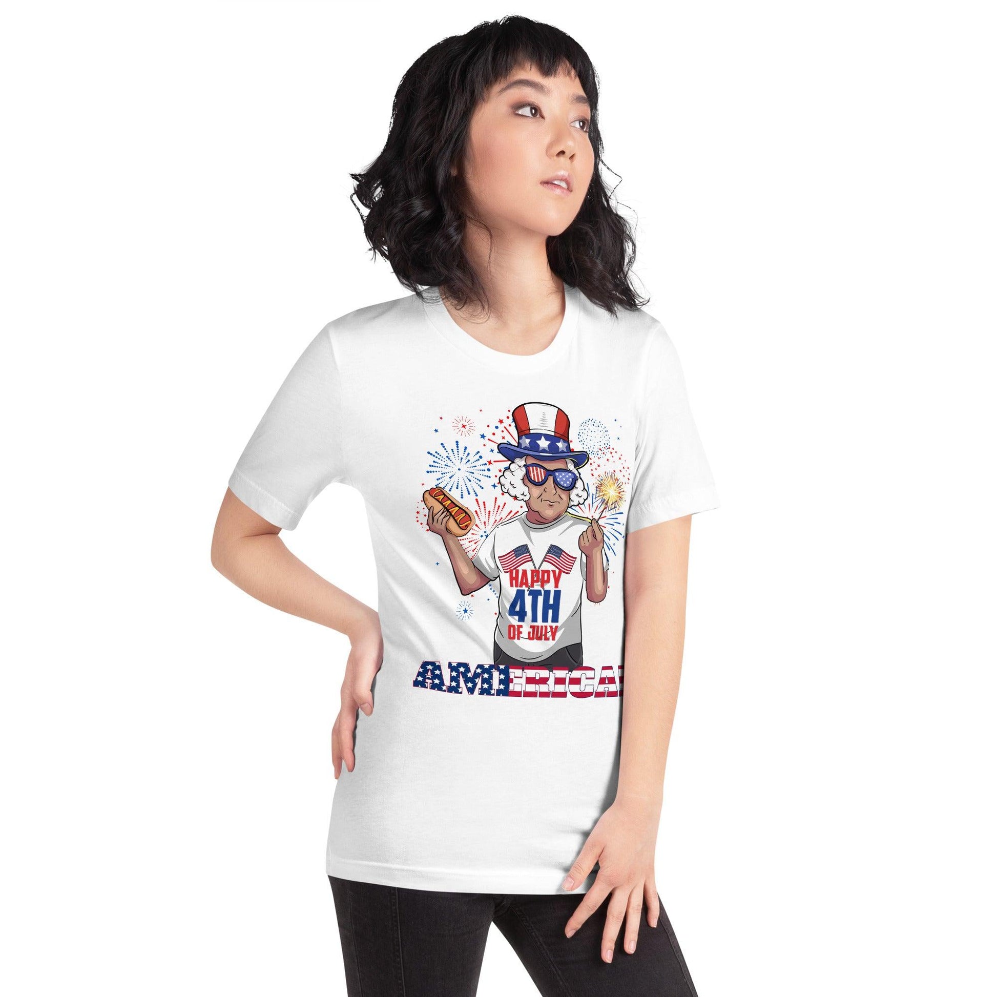 "George Washington Happy 4th of July" Unisex t-shirt - Gizmo Graphic Works