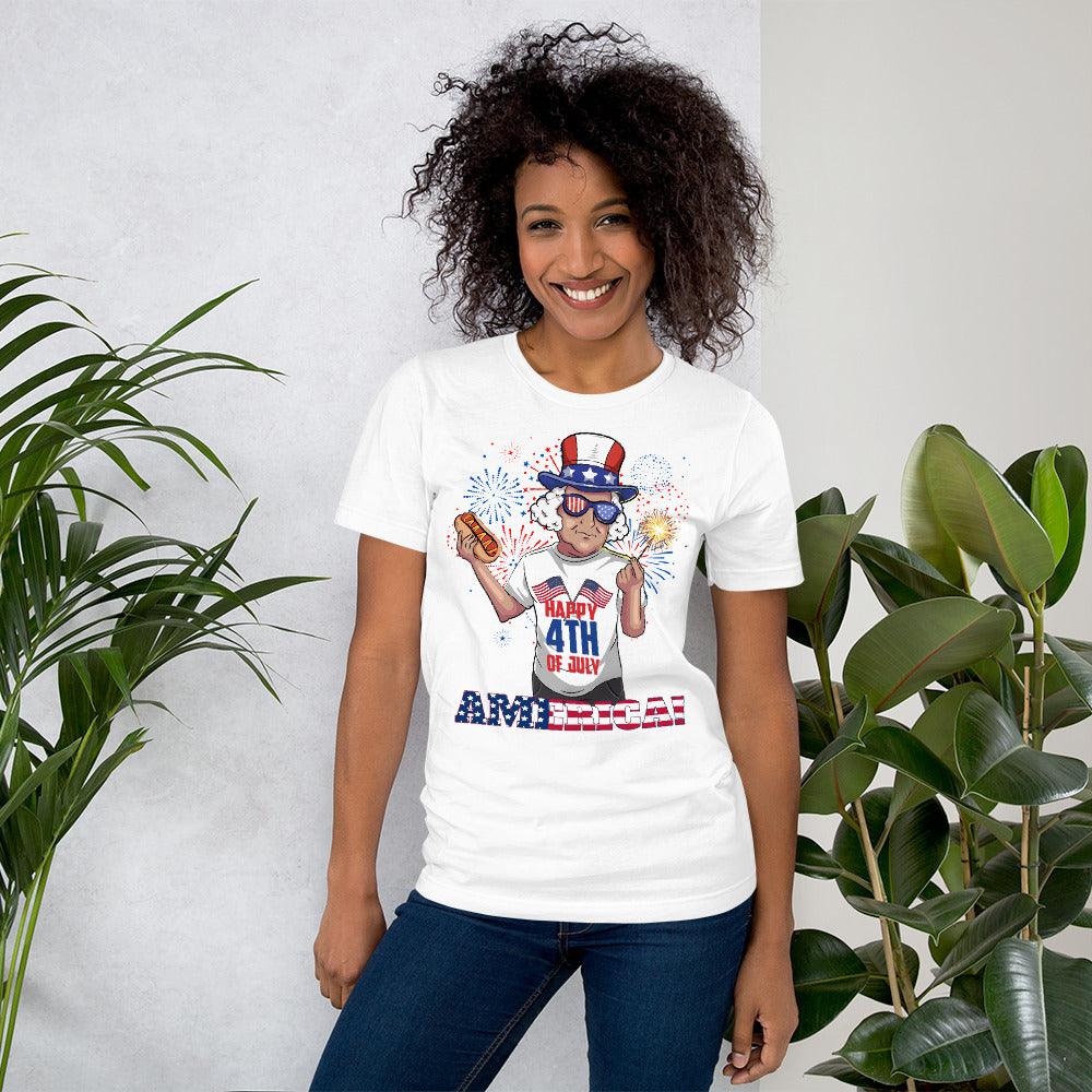 "George Washington Happy 4th of July" Unisex t-shirt - Gizmo Graphic Works