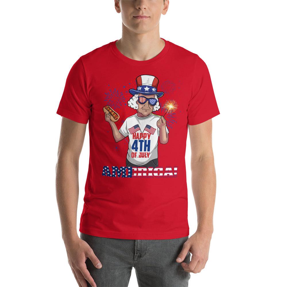 "George Washington Happy 4th of July" Unisex t-shirt - Gizmo Graphic Works