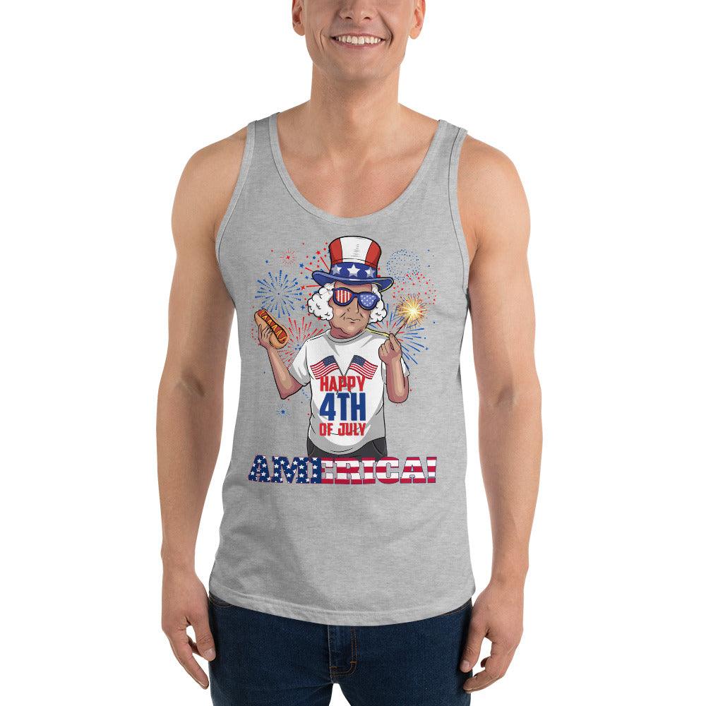 "George Washington Happy 4th of July " Unisex Tank Top - Gizmo Graphic Works