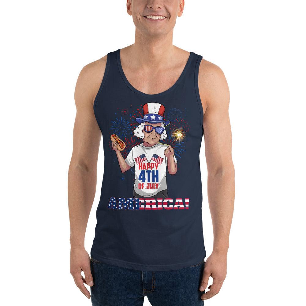 "George Washington Happy 4th of July " Unisex Tank Top - Gizmo Graphic Works