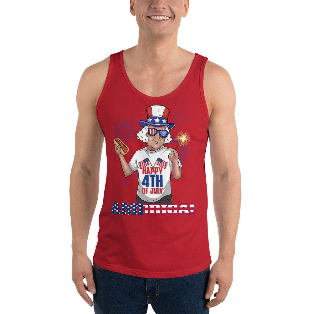 "George Washington Happy 4th of July " Unisex Tank Top - Gizmo Graphic Works