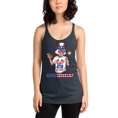 "George Washington Happy 4th of July " Women's Racerback Tank - Gizmo Graphic Works