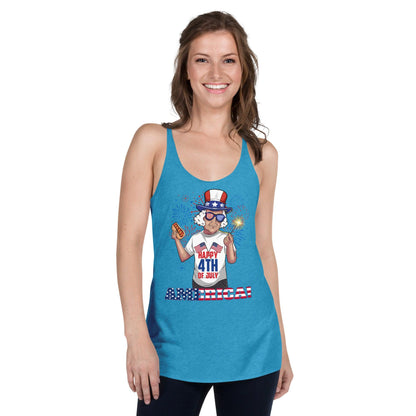 "George Washington Happy 4th of July " Women's Racerback Tank - Gizmo Graphic Works