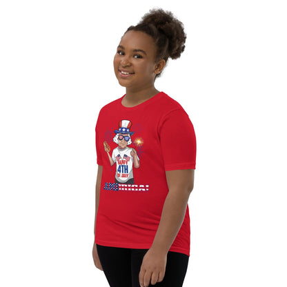 "George Washington Happy 4th of July" Youth Short Sleeve T-Shirt - Gizmo Graphic Works