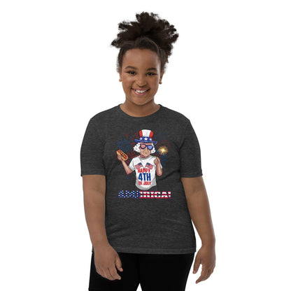 "George Washington Happy 4th of July" Youth Short Sleeve T-Shirt - Gizmo Graphic Works