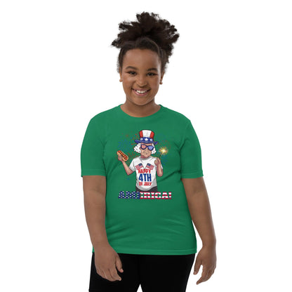 "George Washington Happy 4th of July" Youth Short Sleeve T-Shirt - Gizmo Graphic Works