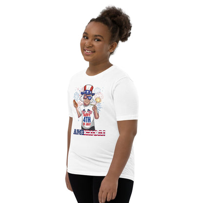 "George Washington Happy 4th of July" Youth Short Sleeve T-Shirt - Gizmo Graphic Works