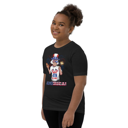 "George Washington Happy 4th of July" Youth Short Sleeve T-Shirt - Gizmo Graphic Works