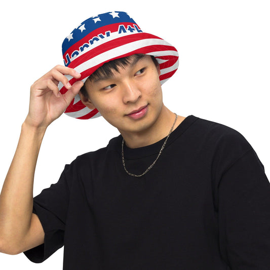 "Happy 4th" Patriotic Reversible bucket hat - Gizmo Graphic Works