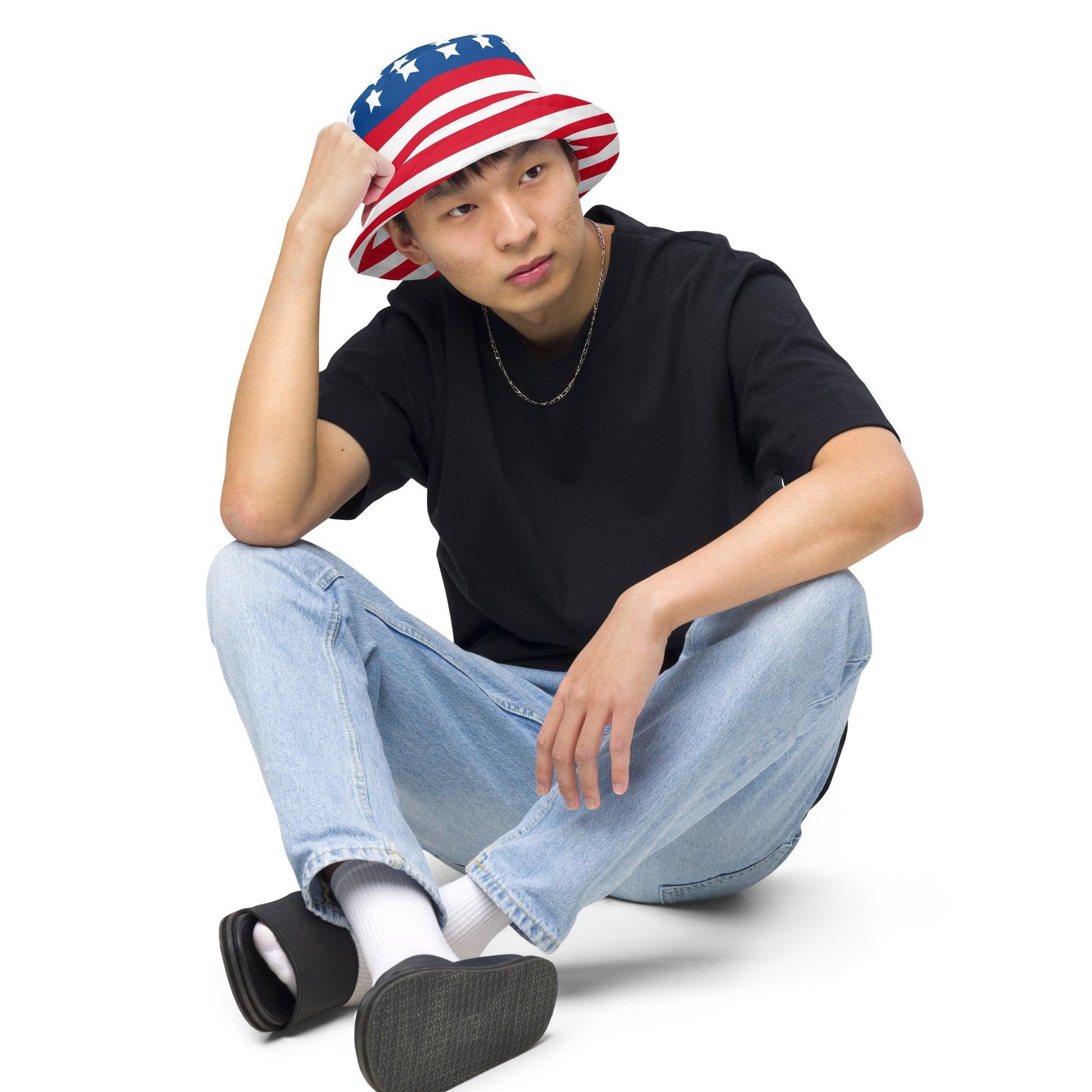 "Happy 4th" Patriotic Reversible bucket hat - Gizmo Graphic Works