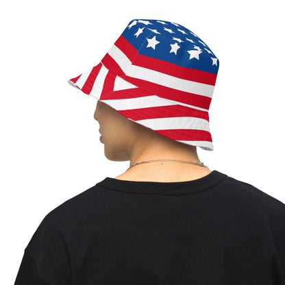 "Happy 4th" Patriotic Reversible bucket hat - Gizmo Graphic Works