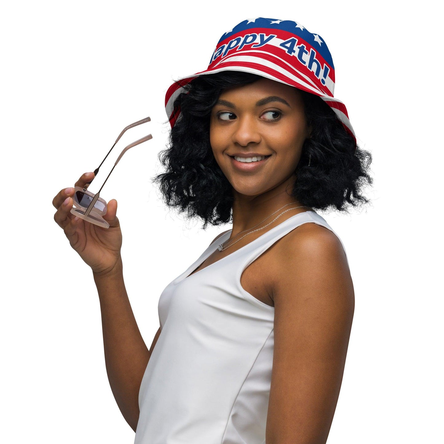 "Happy 4th" Patriotic Reversible bucket hat - Gizmo Graphic Works