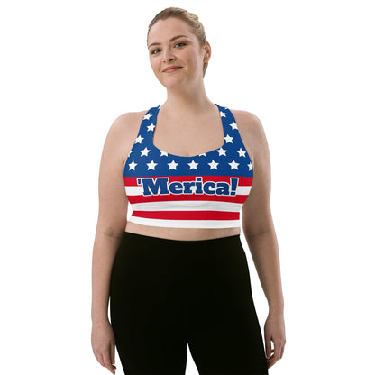 "'Merica!" Longline Sports Bra - Gizmo Graphic Works