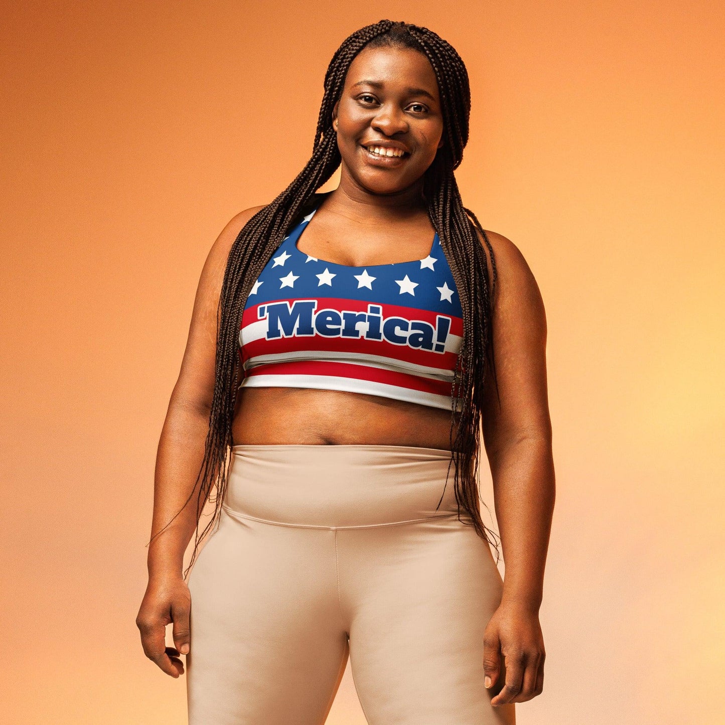 "'Merica!" Longline Sports Bra - Gizmo Graphic Works