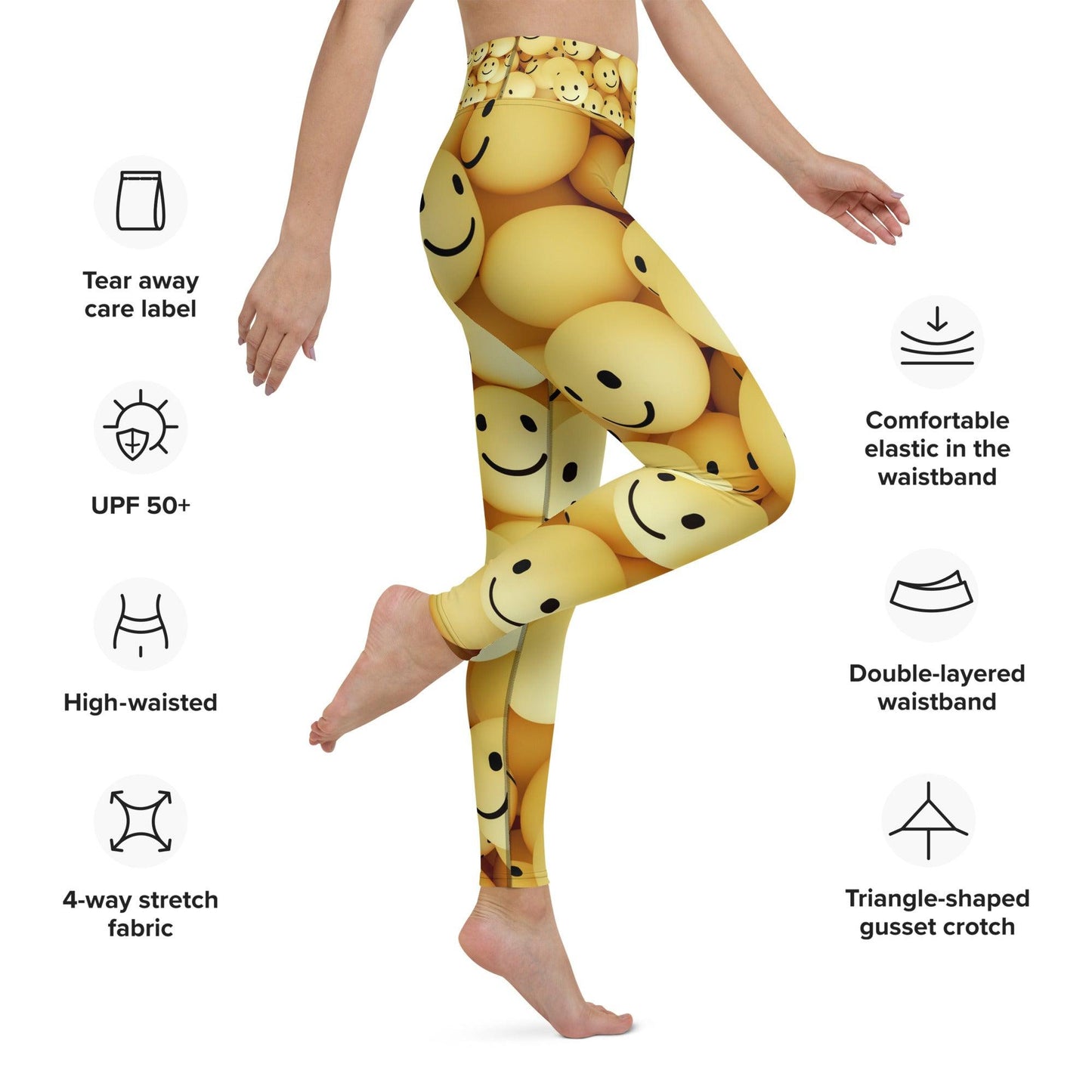 Smiley Yoga Leggings - Gizmo Graphic Works