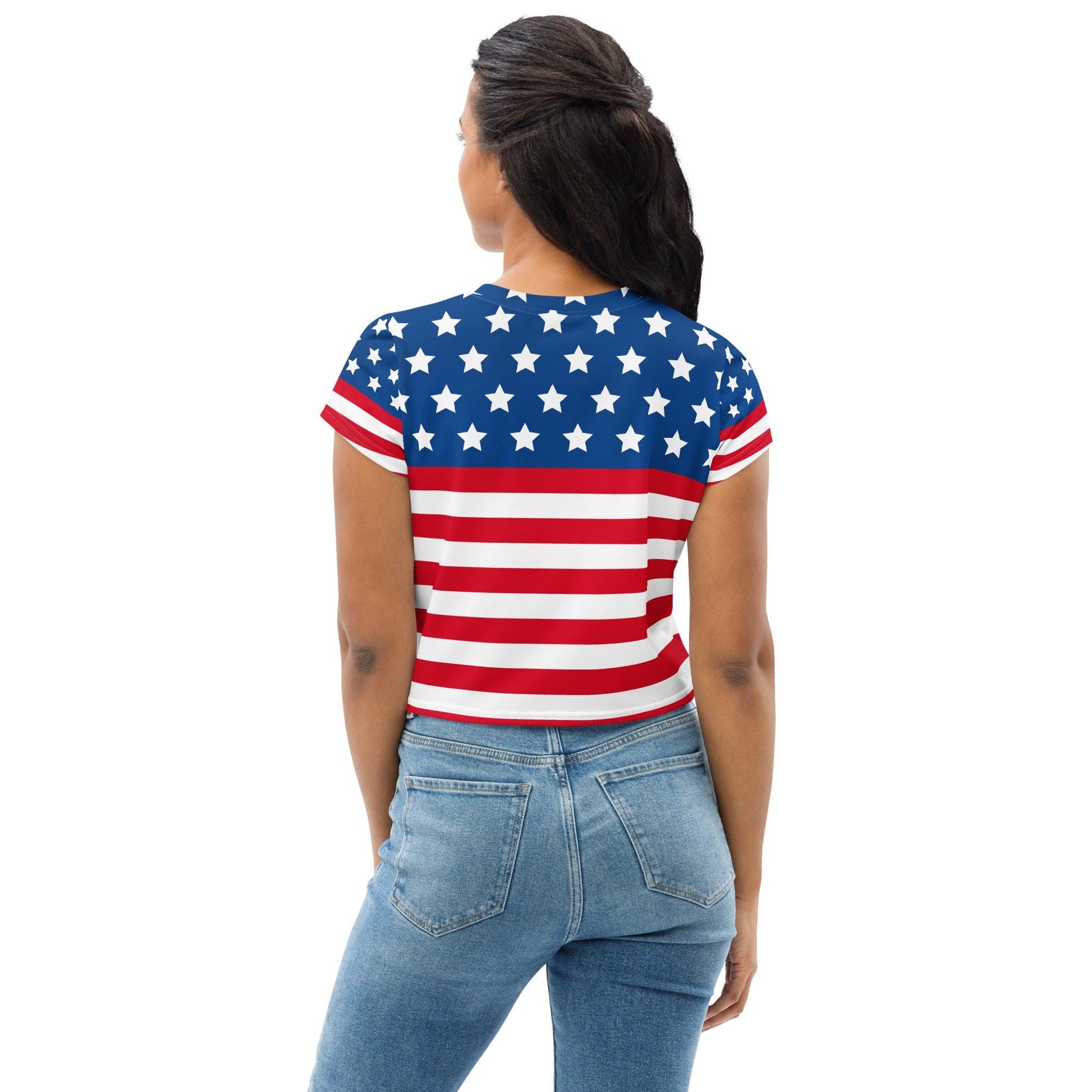 Stars and Stripes All-Over Print Crop Tee - Gizmo Graphic Works