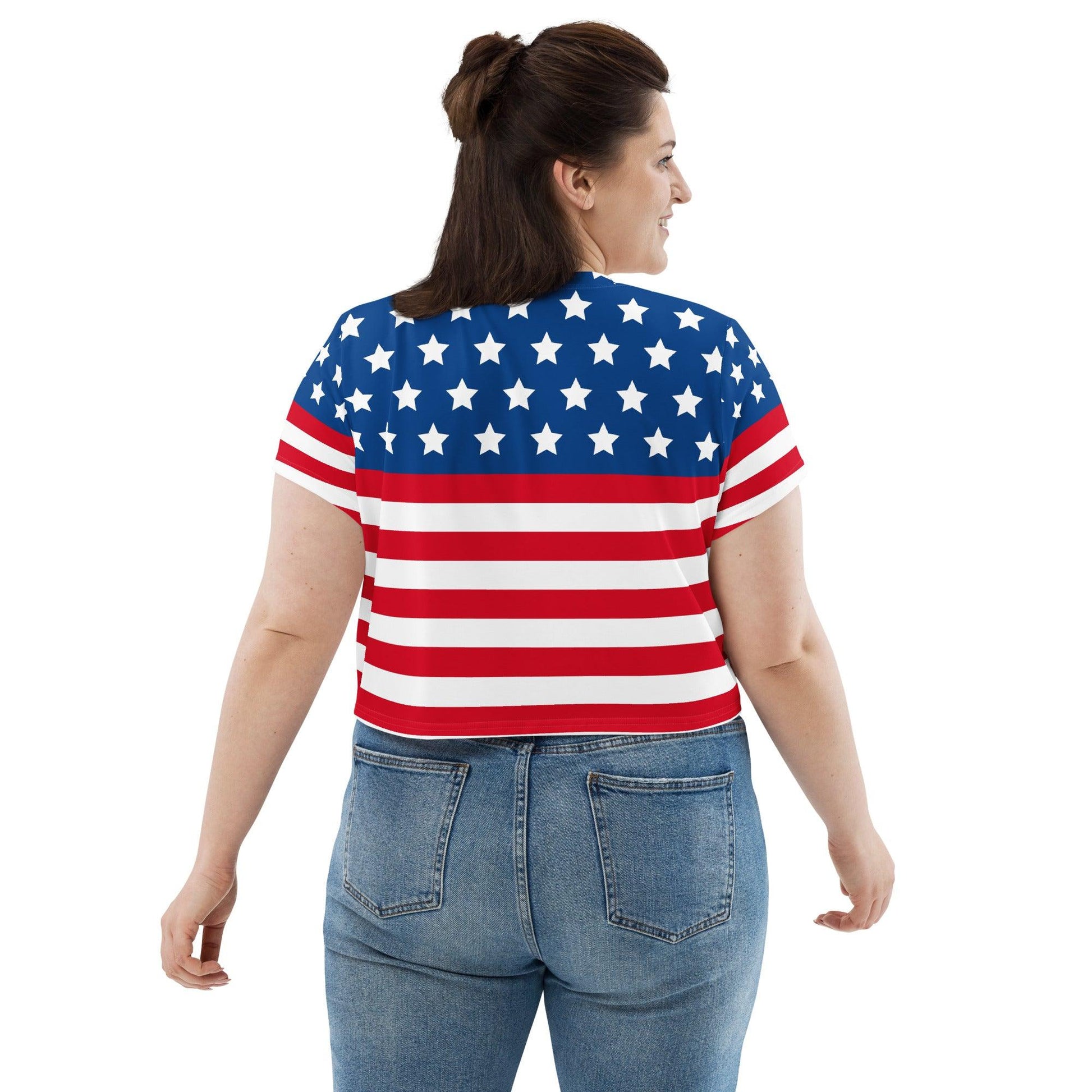 Stars and Stripes All-Over Print Crop Tee - Gizmo Graphic Works