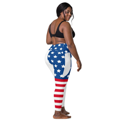 Stars and Stripes Crossover leggings with pockets - Gizmo Graphic Works