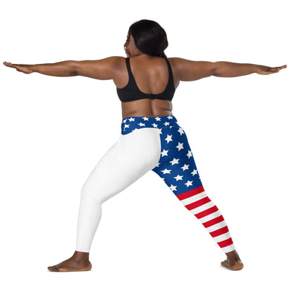 Stars and Stripes Crossover leggings with pockets - Gizmo Graphic Works