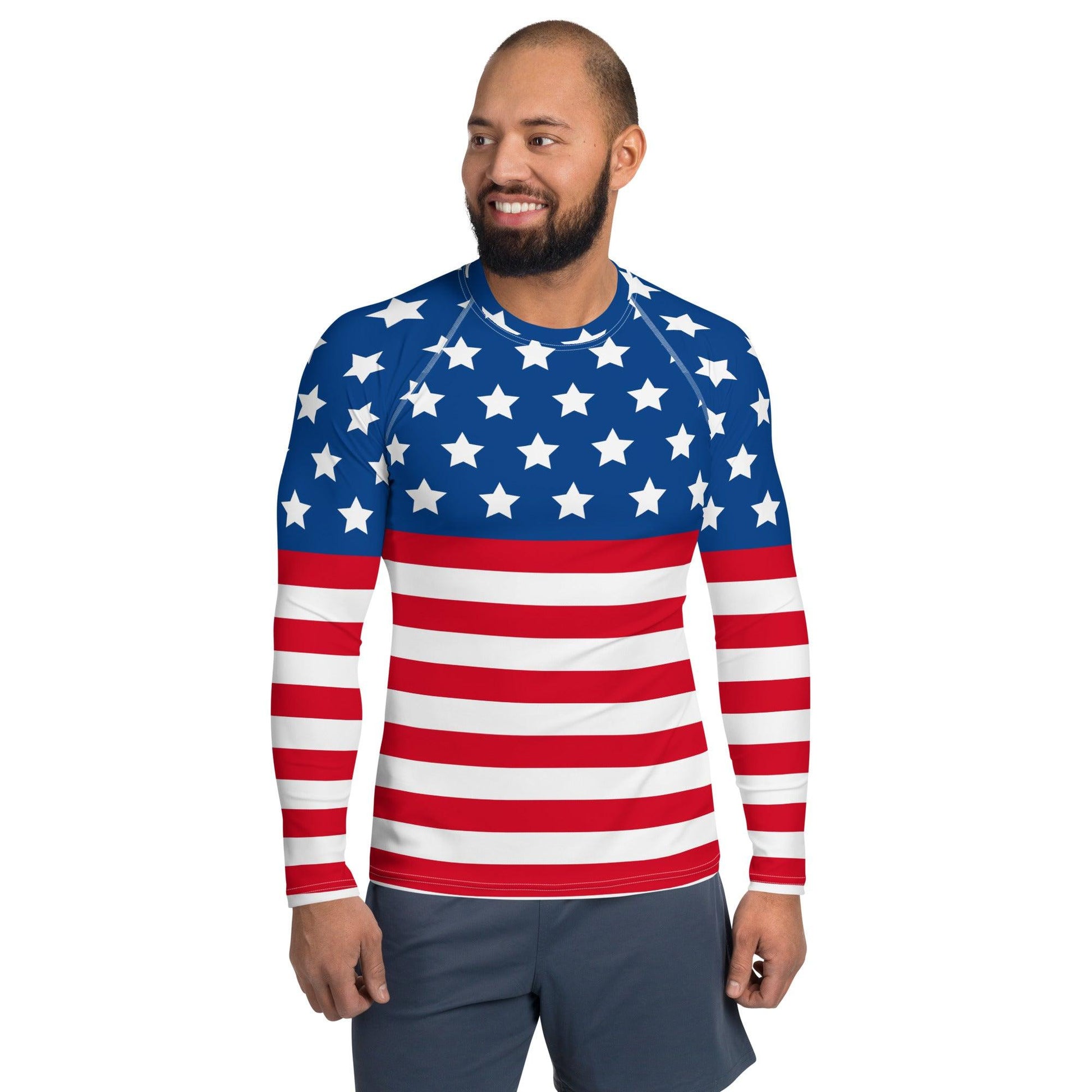 Stars and Stripes Men's Rash Guard - Gizmo Graphic Works