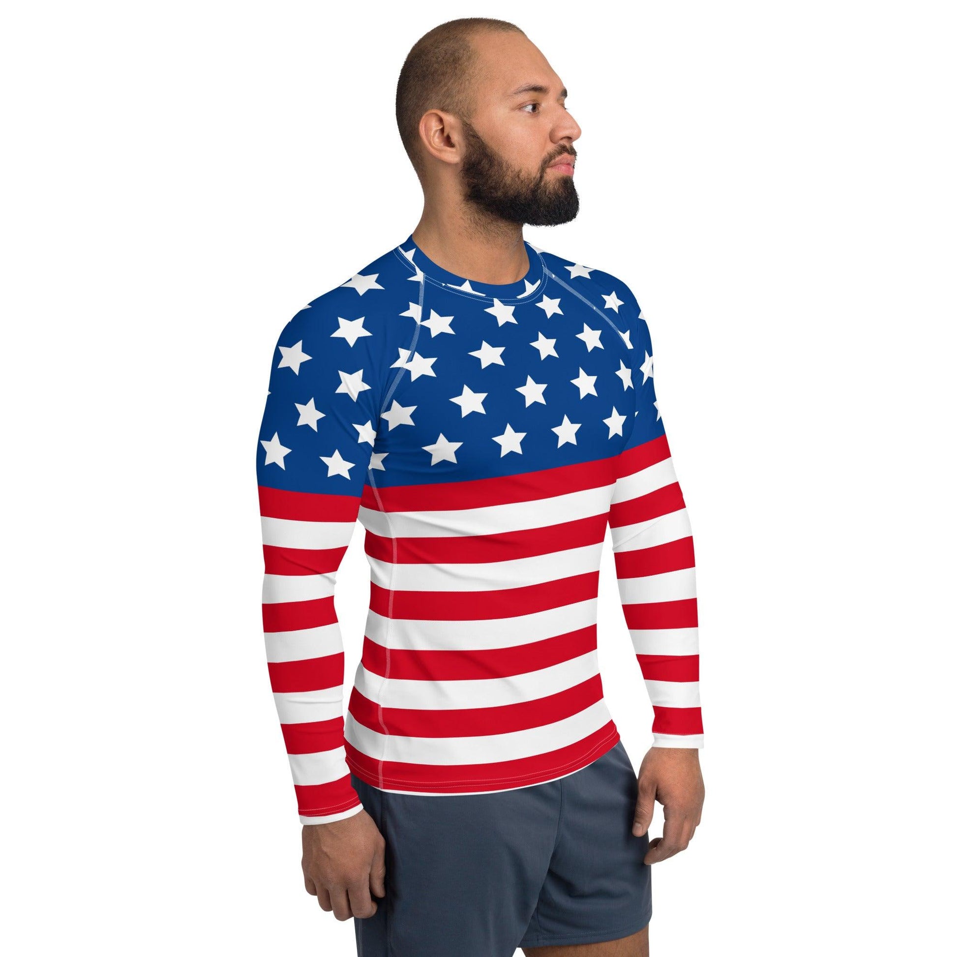 Stars and Stripes Men's Rash Guard - Gizmo Graphic Works