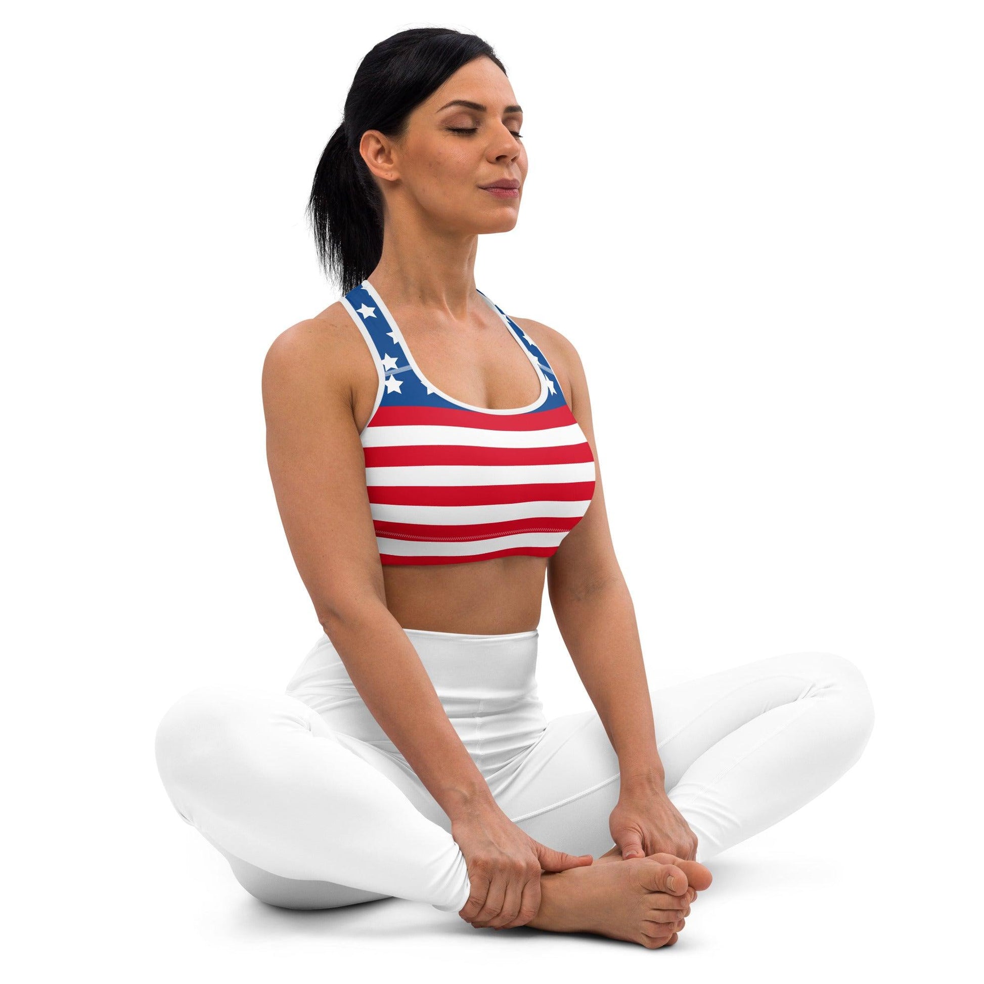 Stars and Stripes Padded Sports Bra - Gizmo Graphic Works