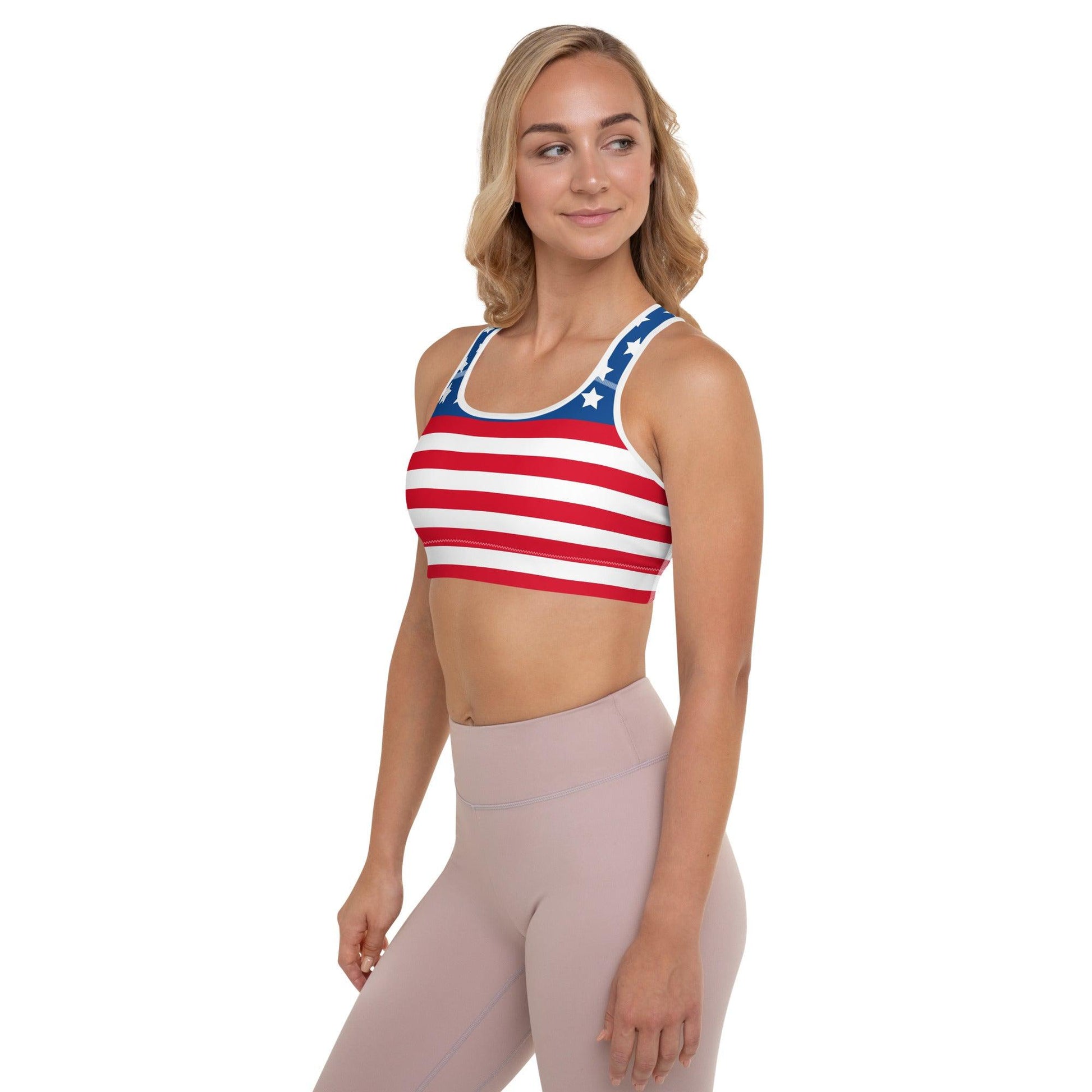 Stars and Stripes Padded Sports Bra - Gizmo Graphic Works