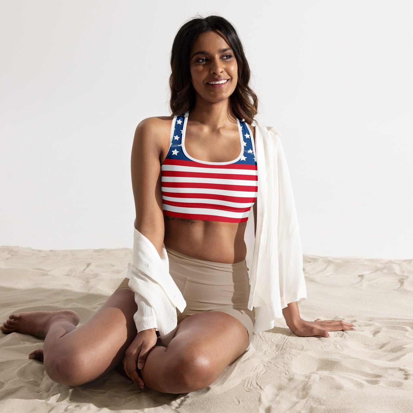 Stars and Stripes Padded Sports Bra - Gizmo Graphic Works