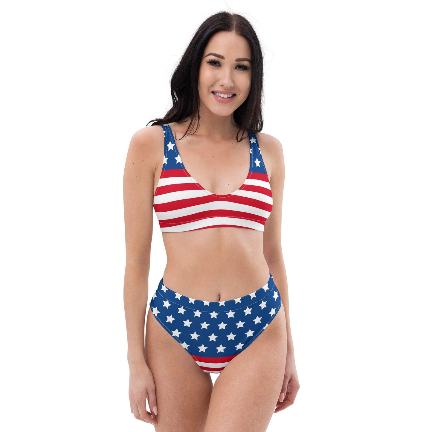 Stars and Stripes Recycled high-waisted bikini - Gizmo Graphic Works