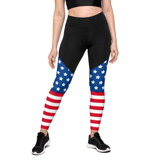 Stars and Stripes Sports Leggings - Gizmo Graphic Works