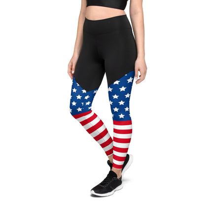 Stars and Stripes Sports Leggings - Gizmo Graphic Works