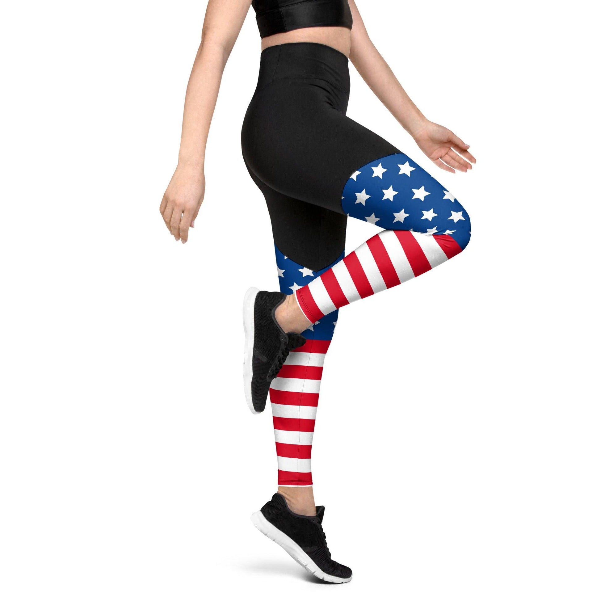 Stars and Stripes Sports Leggings - Gizmo Graphic Works